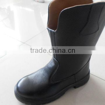 high quality leather upper steel toe rubber boots for workplace