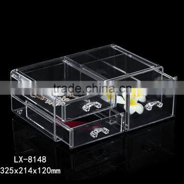 2016 PS cosmetic storage translucent makeup boxes with drawer