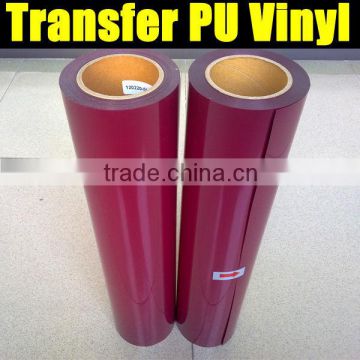 high quality Rose red heat transfer pu sticker for fabric, PU transfer vinyl sticker