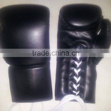 Black Boxing gloves with laces Fight and Training Boxing Gloves