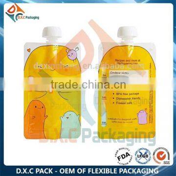 BPA Free Baby Food Squeeze Pouch Customized Standing Up Bag