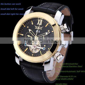 New Fashion Cool JARAGAR Watches Men Luury Brand Sports Military Automatic Mechanical Tourbillion Wristwatches Leather Strap photo-5