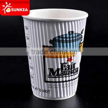 SUNKEA Food grade paper board, Biodegradable Ripple paper wall coffee cups with good quality