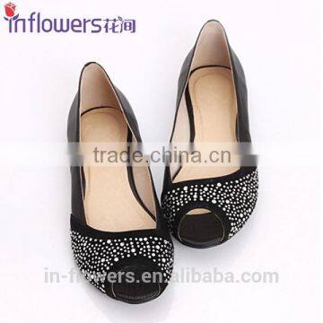 Custome Handmade open toe ladies elegant flat shoes