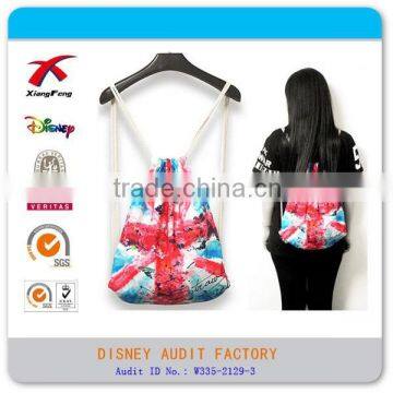 Fashion Foldable Drawstring Bag, Foldable Jute Bag, Printed Drawstring Bag