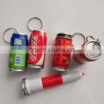 Novelty plastic easy openning tin ballpoint pen with key chain                        
                                                Quality Choice