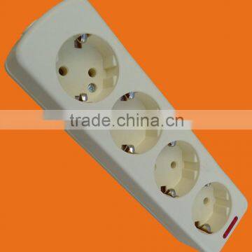 European style 4 way extension power socket with earth (E5004E)