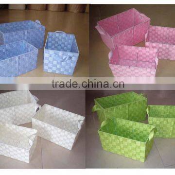 Plastic Woven Straps Baskets, Set of 4