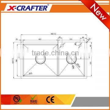 180-250mm Depth R10/R0 Radian Corner Double Bowl Kitchen Sinks photo-2