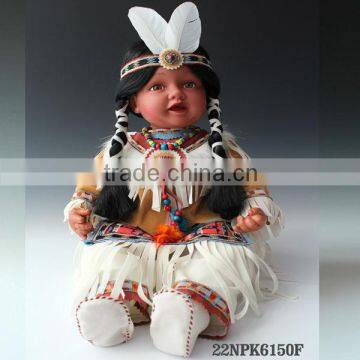 Lifelike Native Indian girl 22-inches Indian Toddler made in vinyl toddler indian costume