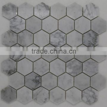 Hexagon carrara marble mosaic, stone marble mosaic