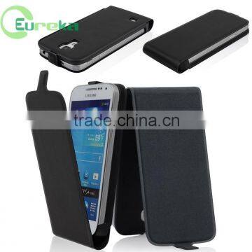 Business design black pu leather flip cover for Samsung Galaxy S4 mini I9190