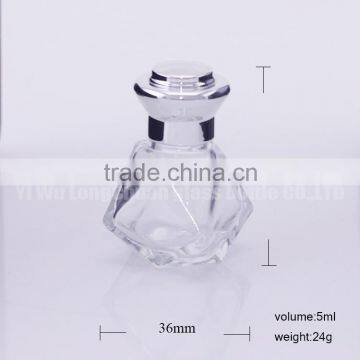 Diamond Luxtry Glass Perfume Essentional Oil Bottle 5ml with Silver Aluminum Lid