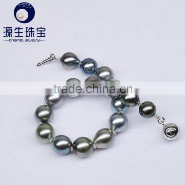 2016 Baroque natural 7.9-9.2mm black genuine Tahitian pearl bracelets for women decoration