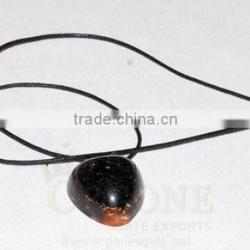 Black Tourmaline Orgone Heart Pendant With Cord | Puffy Heart Pendant | Black Stone Pendant | Orgonite Pendant | Heart