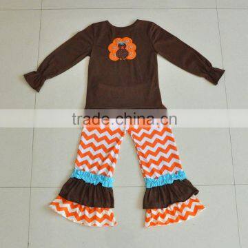 Wholesale Childrens Boutique Clothing Turkey Embroidery Ruffle Baby Girls Thanksgiving Outfits photo-3
