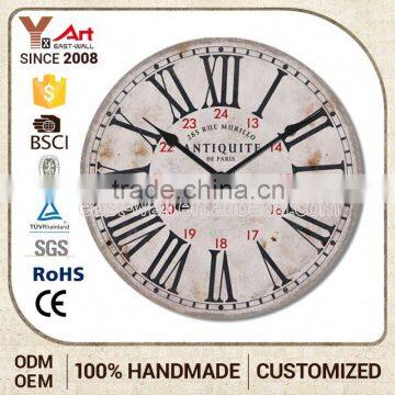 Elegant Top Quality Custom Design Home Decoration Antique Mdf Retro Wall Clock