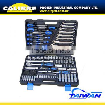 CALIBRE 122PC 1/4" & 1/2"Dr Socket and Ratchet Handle Combined Socket Set