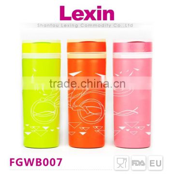 wholesale colorful double wall eco-friendly glass water bottles