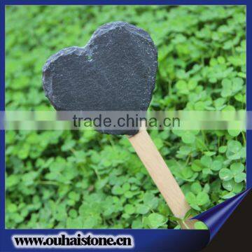 Eco-friendly creative heart shaped slate stone raw material black tags and labels