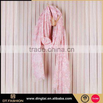 High quality pink printed cotton scarf for neck warmer