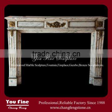 White Stone Fireplace Mantel Shelf