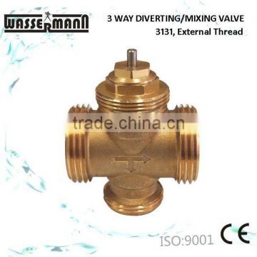 Male thread,Three-Way Brass Valve For Fan-Coils