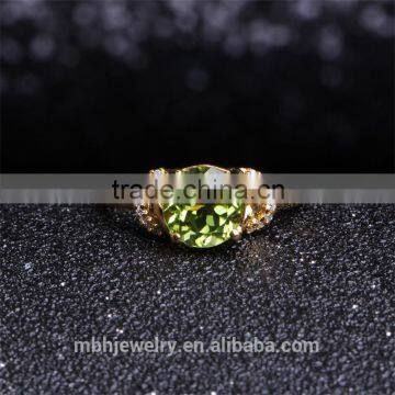 Hot Sale Jewellery Set 18K Gold Plated 925 Sterling Silver Precious Natural Olivine Gemstone Pendant Ring Necklace Jewelry Set photo-2