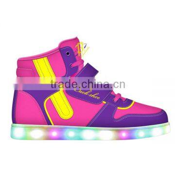 Original Design Kids LED High Top Shoes Colorful Good Quality LED Shoes for Kid Size 25-35#