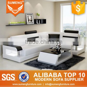 SUMENG White with Black small size I shaped sofa for small apartment                        
                                                Quality Choice