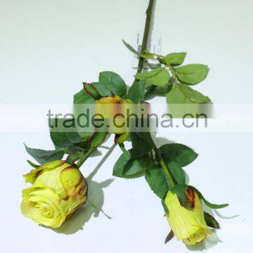 Wholesale Real Touch Rose Weddings Decoration Artificial Flowers Three Heads photo-6
