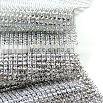 silver Diamond Mesh Wrap Roll Rhinestone Crystal Ribbon 4.5" x 10 yards