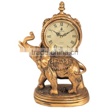 clocks home decoration resin desk clock antique brass table clock elephant design happy gold resin clock