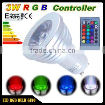 3W RGB GU10 MR16 E14 B22 E27 Remote Control 16 Color RGB LED Bulb Light photo-4