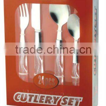 24-PCS stainless cutlery, stainless steel cutlery set, stainless steel tableware packing with PVC box