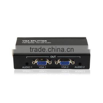 500MHZ Frequency Supported 1x2 VGA Splitter with 3.5mm stereo audio