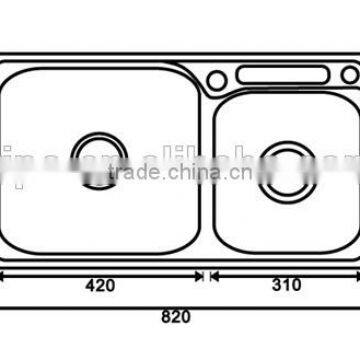 Top-Mount / Drop In Stainless Steel Double Bowl Kitchen Sink With Knife Holder U007 photo-2