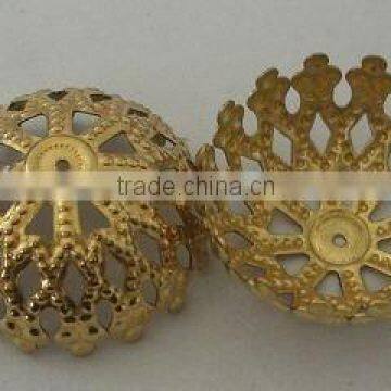 Fashion jewelry gold plated flower bead end cap