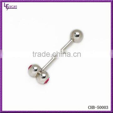 Custom Surgical Steel Gem Paved Barbell Hammer Shape Tongue Piercing