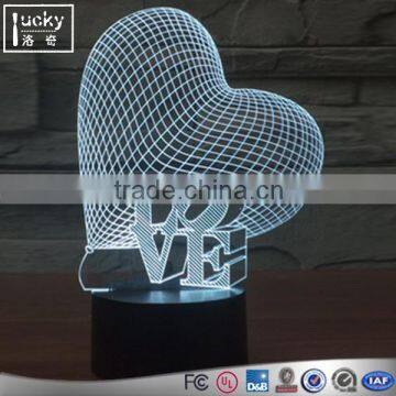 3D Visual LED Table Night Light,Heart shape LOVE 3D Night Light