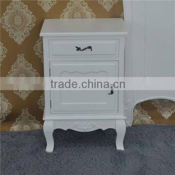 Shabby Chic Pair of Bedside Tables Chests Drawers Art Deco White Rustic Paint photo-3