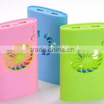 7800mAh portable charger electric fan 2 in 1 power bank fans charger
