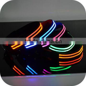 Glow in the Dark Dog Collars High Quality Webbing Double Line Fiber Optic Flashing