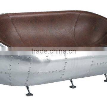 Aluminum fiberglass leather sofa/scoop love sofa/living room chair sofa