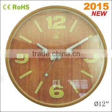 12 inch glow wall deco bent wood clock (12W51NA-Y4)