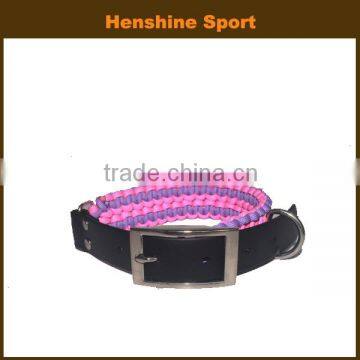 Handmade weave training nylon leather dog collar