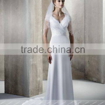 LC50 Elegant V Neck Cap Sleeve Wedding Dress Long See Through Mermaid Floor Length Lace Vestido De Noiva Para O Dia