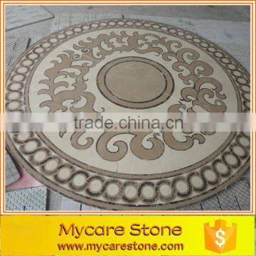 Water jet floor mosaic marble medallion