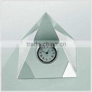 Blank Clear Crystal Pyramind Clock For Personalized Gifts