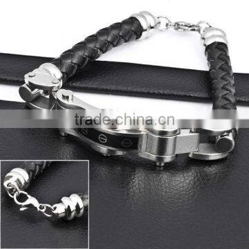 Stainless Steel Leather Wrist Bracelet(RB10018)